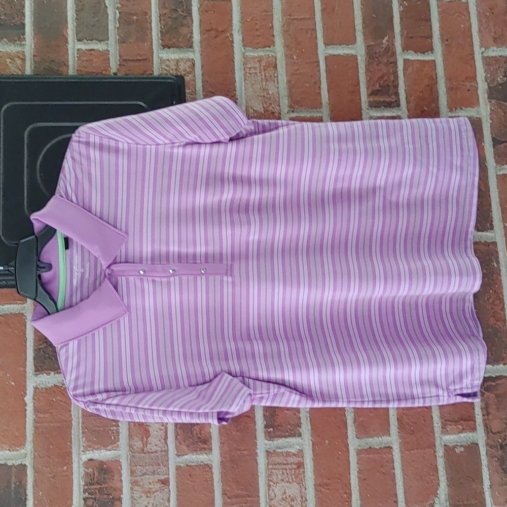 Tommy Armour Lavender Striped Golf Shirt Size XL